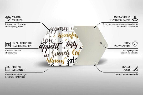 Glass chopping board Text Bon Appetit