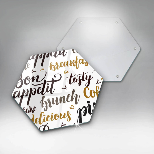 Glass chopping board Text Bon Appetit