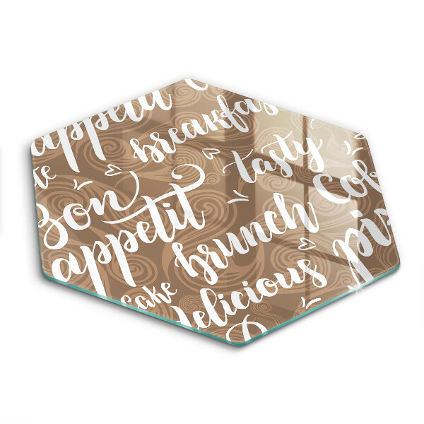 Glass chopping board Text Bon Appetit