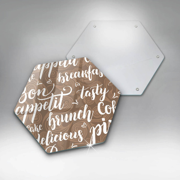 Glass chopping board Text Bon Appetit