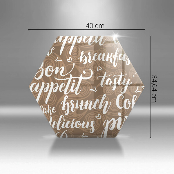 Glass chopping board Text Bon Appetit