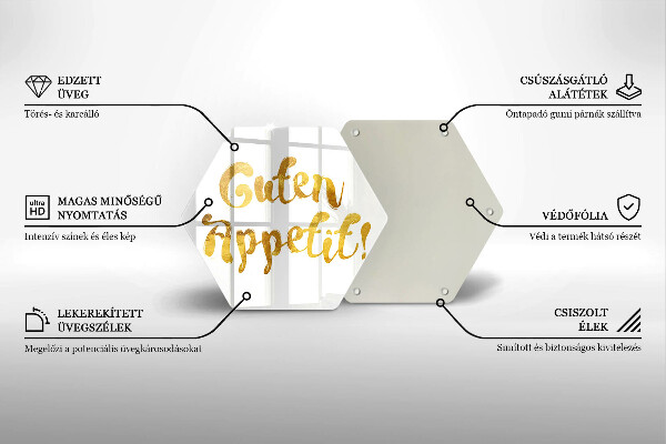 Glass chopping board The inscription GUTEN APPETIT!