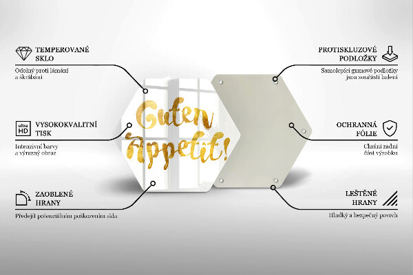 Glass chopping board The inscription GUTEN APPETIT!