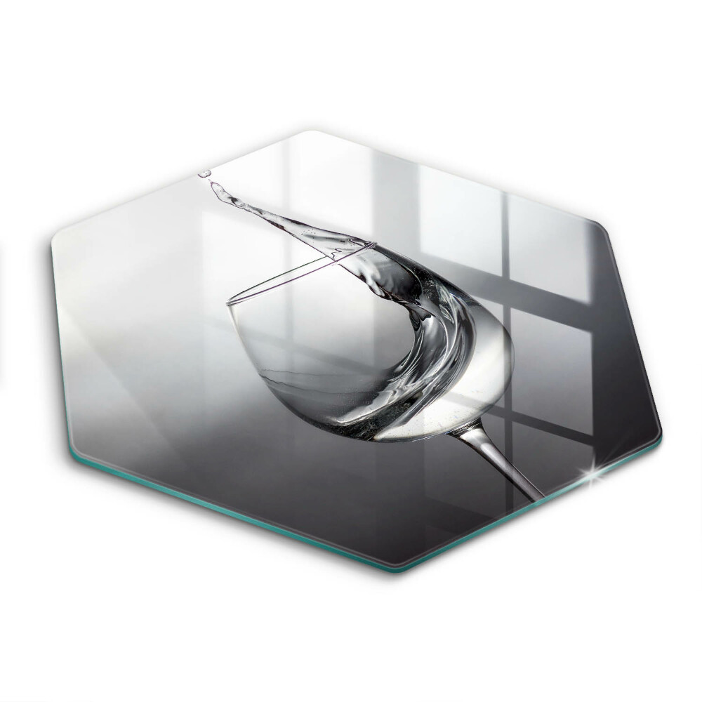 Chopping board glass A glass of water