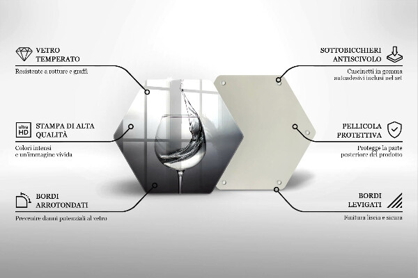 Chopping board glass A glass of water