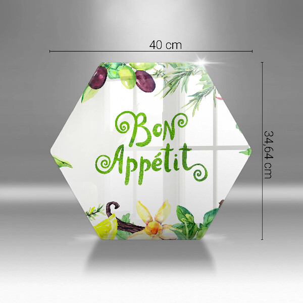 Chopping board glass The inscription Bon Appetit