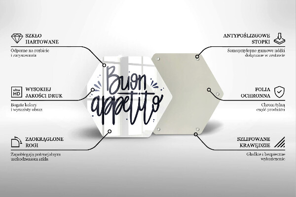 Chopping board glass The inscription Buon Appetito