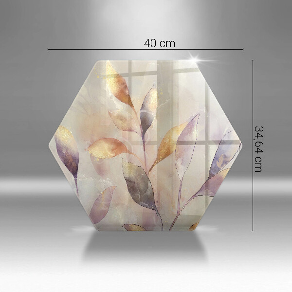 Chopping board glass Painted boho leaves