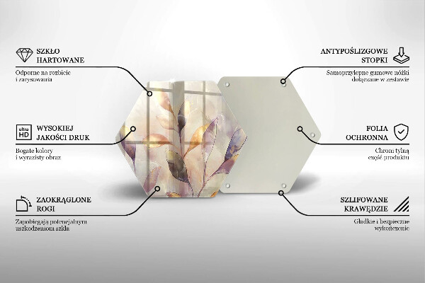 Chopping board glass Painted boho leaves