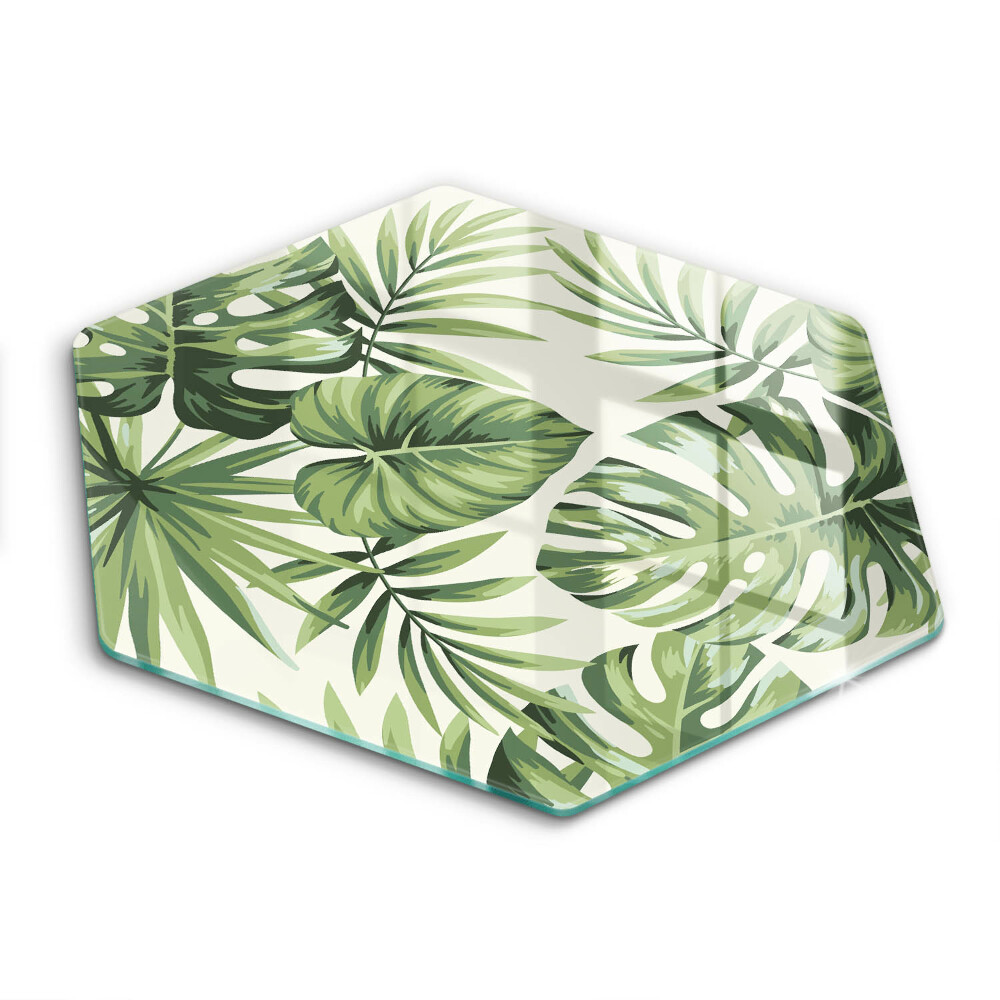 Chopping board glass Illustration of the Monstera leaves