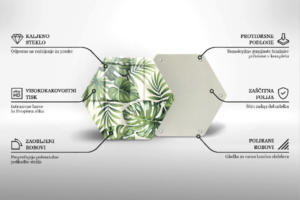 Chopping board glass Illustration of the Monstera leaves