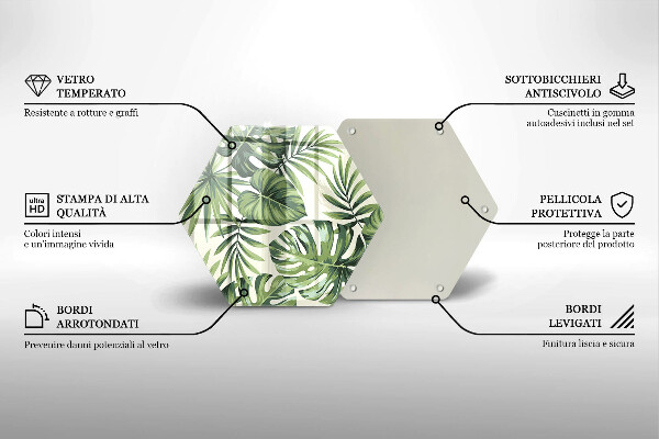 Chopping board glass Illustration of the Monstera leaves