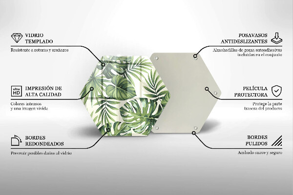 Chopping board glass Illustration of the Monstera leaves