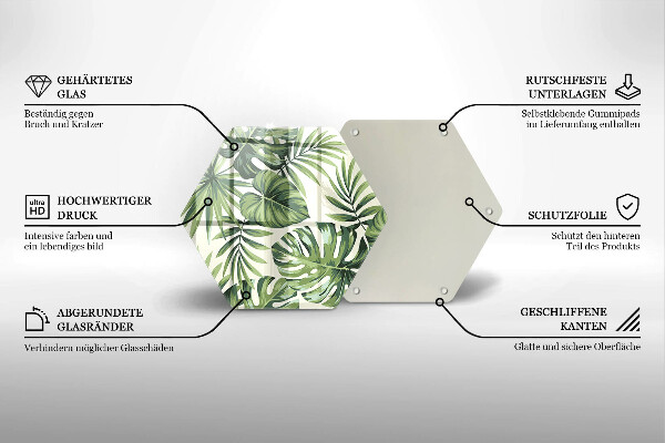 Chopping board glass Illustration of the Monstera leaves