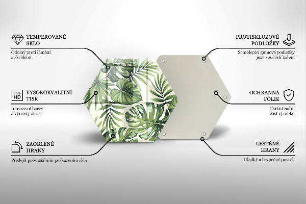 Chopping board glass Illustration of the Monstera leaves