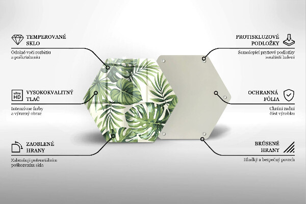 Chopping board glass Illustration of the Monstera leaves