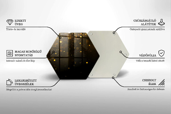 Chopping board glass Golden glitter