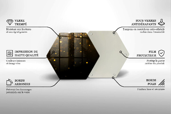 Chopping board glass Golden glitter