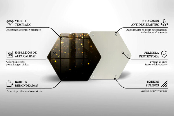 Chopping board glass Golden glitter