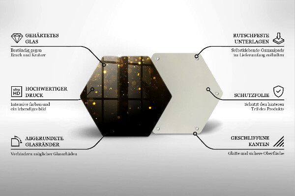 Chopping board glass Golden glitter