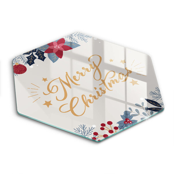 Chopping board glass The inscription Mera Christmas