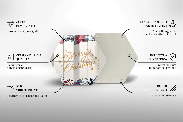 Chopping board glass The inscription Mera Christmas