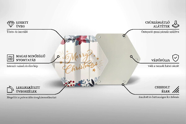 Chopping board glass The inscription Mera Christmas