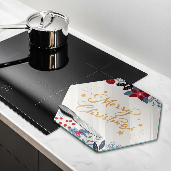 Chopping board glass The inscription Mera Christmas