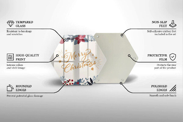 Chopping board glass The inscription Mera Christmas