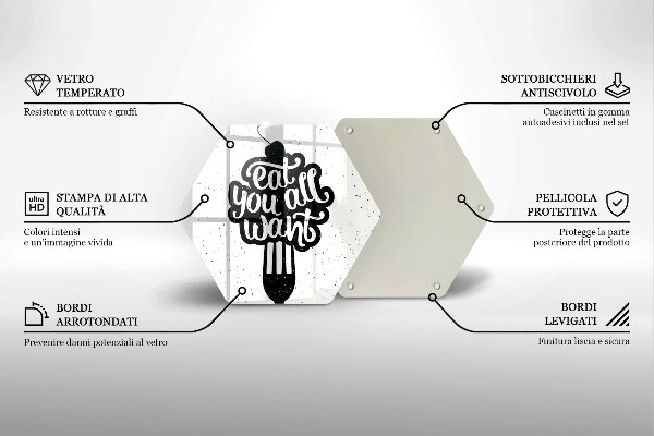 Glass kitchen board The inscription Eat You All Want