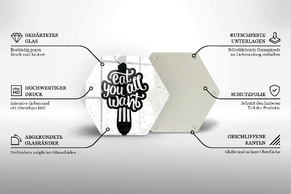 Glass kitchen board The inscription Eat You All Want