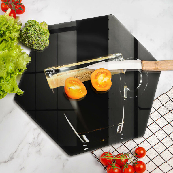 Glass kitchen board A glass of black coffee