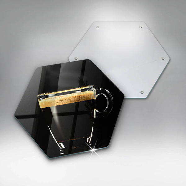 Glass kitchen board A glass of black coffee