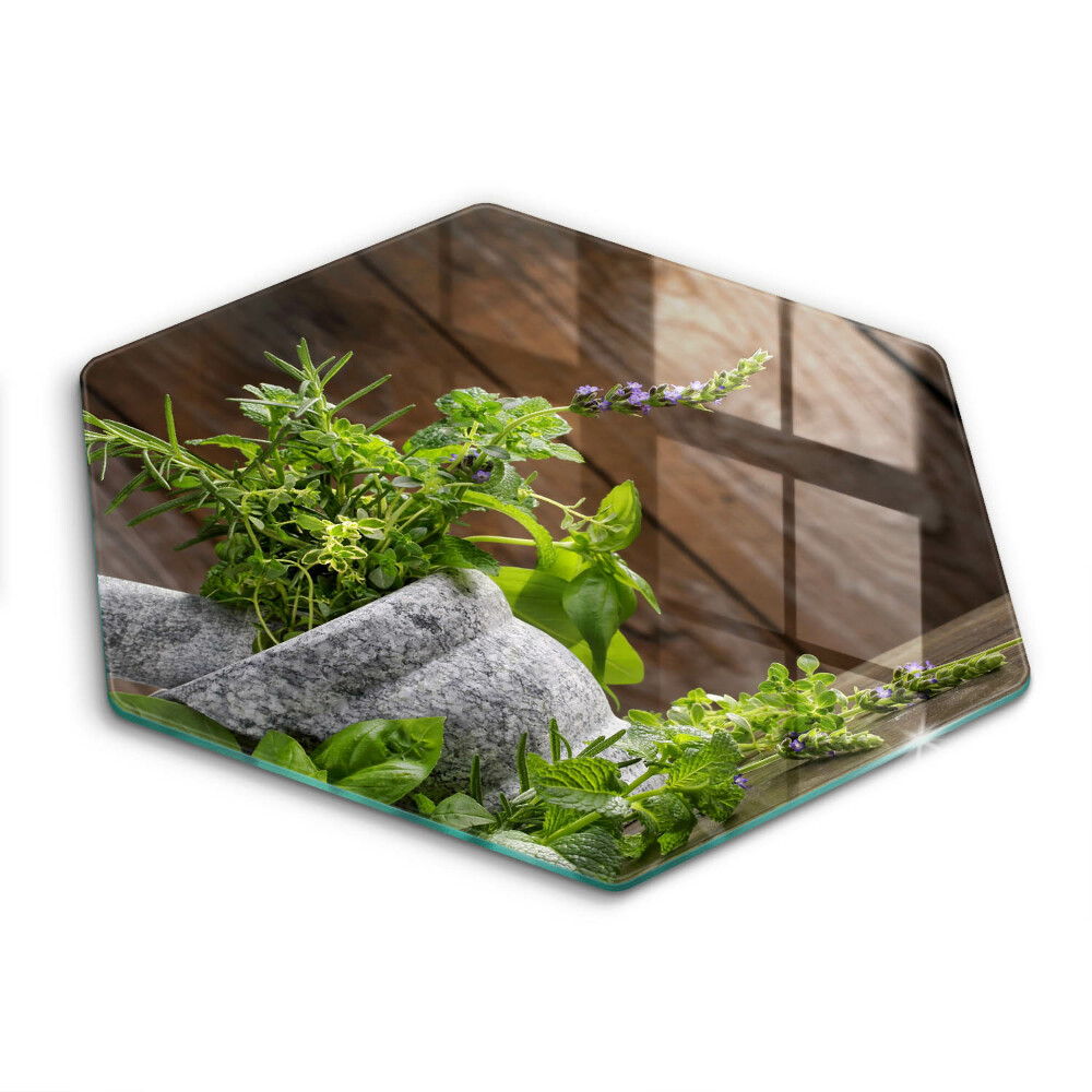 Glass kitchen board Green herbs