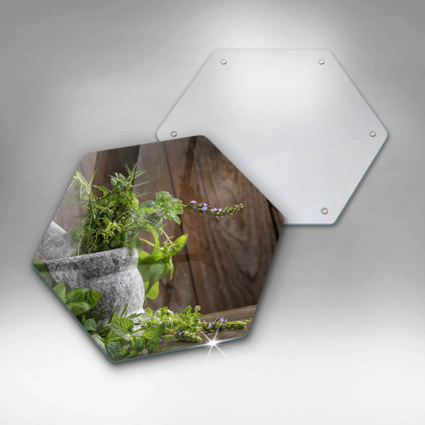 Glass kitchen board Green herbs