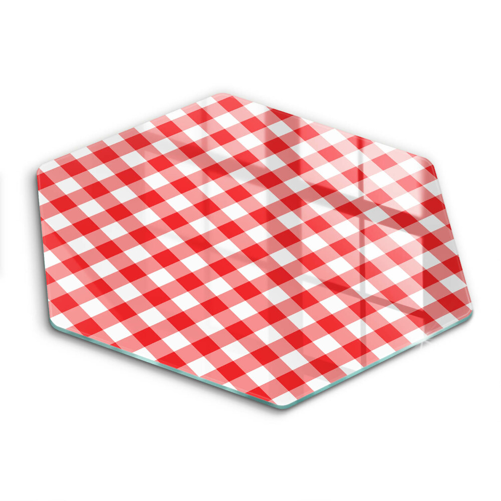 Glass kitchen board Red white grille