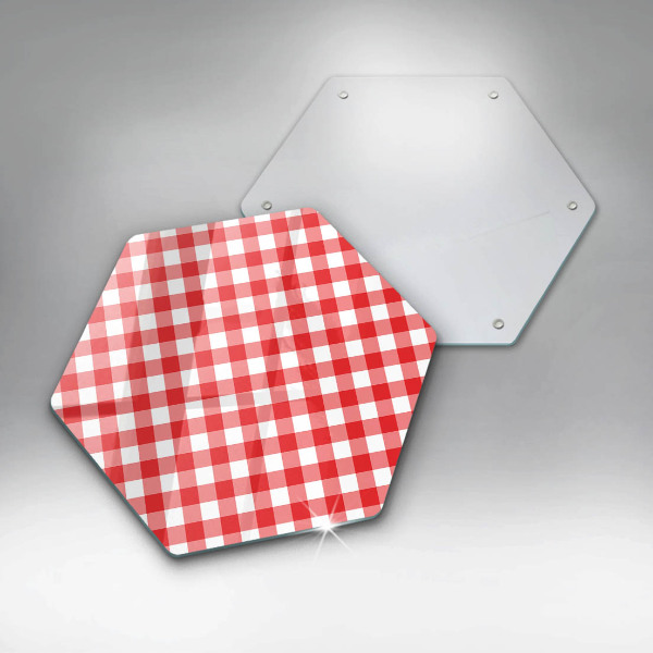 Glass kitchen board Red white grille