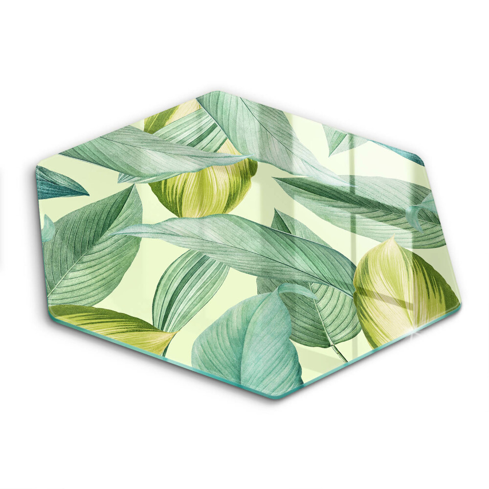 Glass kitchen board Green tropical leaves