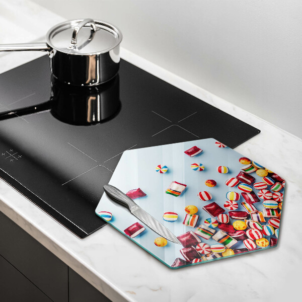 Glass kitchen board Colorful candies