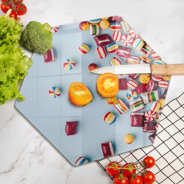 Glass kitchen board Colorful candies