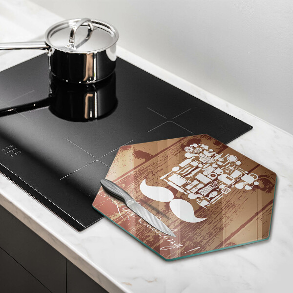 Glass kitchen board Inscription and like cooking