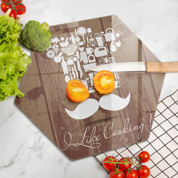 Glass kitchen board Inscription and like cooking