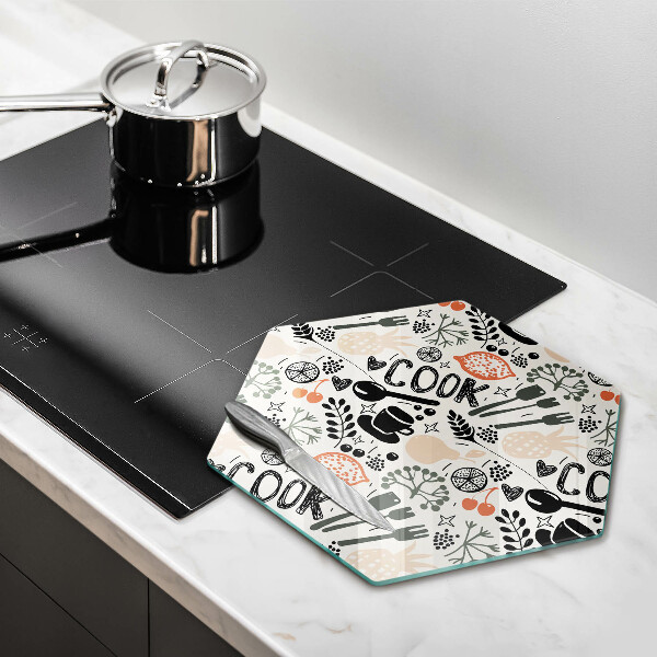 Glass kitchen board Drawing kitchen theme