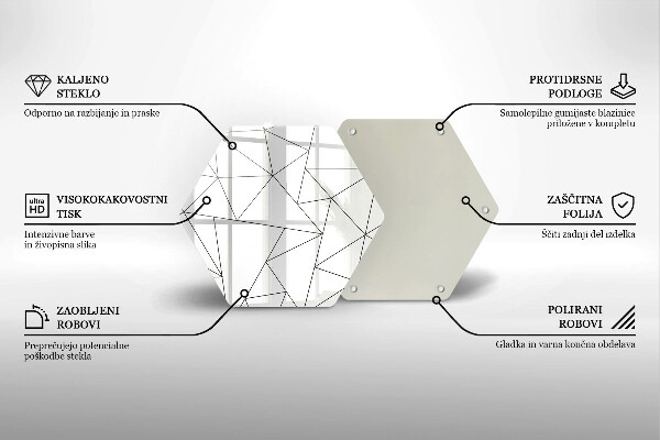 Glass kitchen board White triangles