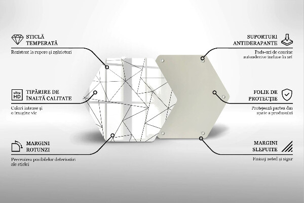 Glass kitchen board White triangles