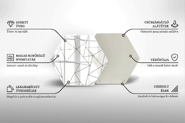 Glass kitchen board White triangles