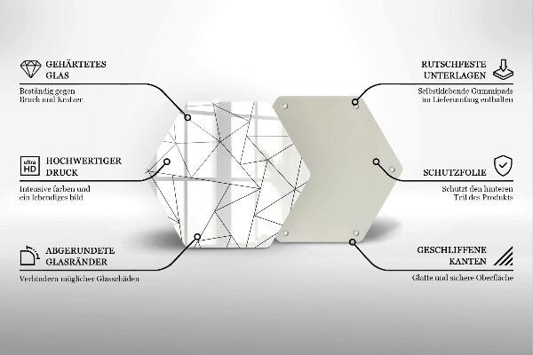 Glass kitchen board White triangles