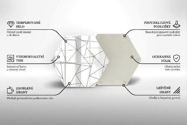 Glass kitchen board White triangles