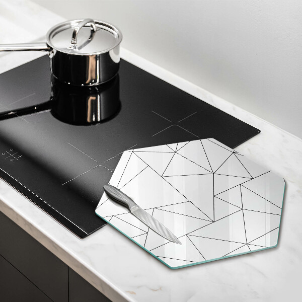 Glass kitchen board White triangles