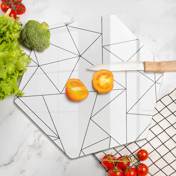 Glass kitchen board White triangles